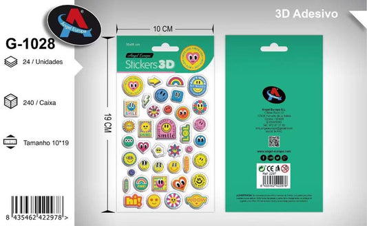 Autocolantes 3D Caras Sorridentes 10 x 19 Cm
