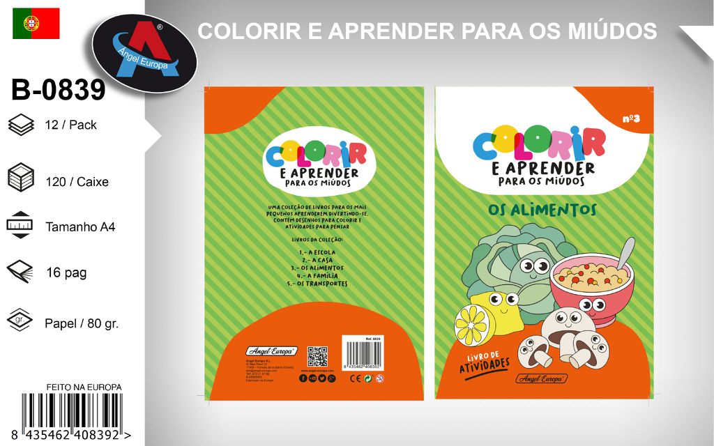 Livro para Colorir e Aprender para os Miúdos - Os Alimentos