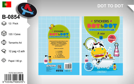 Livro Colorir Dot to Dot "As Minhas Primeiras Palavras em Inglês" A Casa