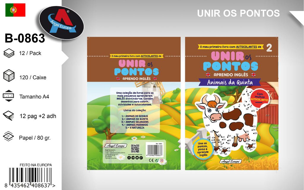 Livro "Unir os Pontos - Aprendo Inglês" Animais da Quinta