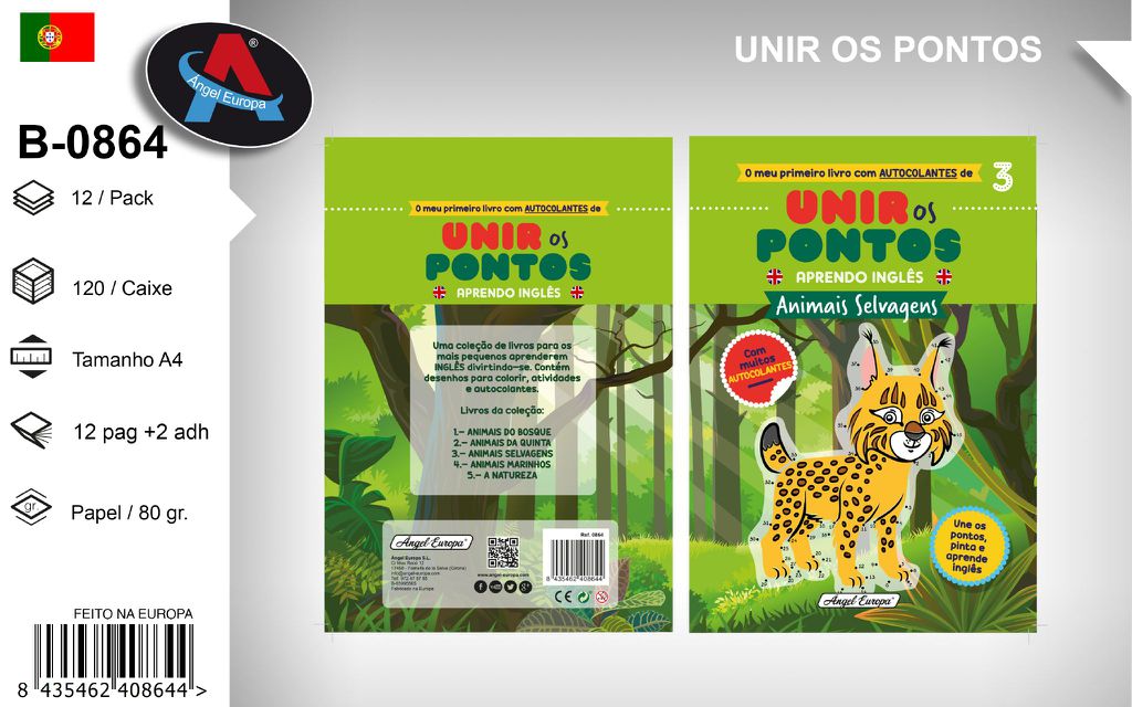 Livro "Unir os Pontos - Aprendo Inglês" Animais Selvagens