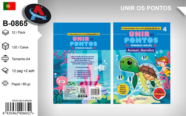 Livro "Unir os Pontos - Aprendo Inglês" Animais Marinhos