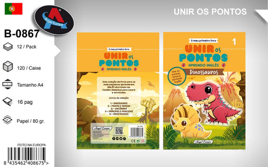 Livro "Unir os Pontos - Aprendo Inglês" Dinossauros