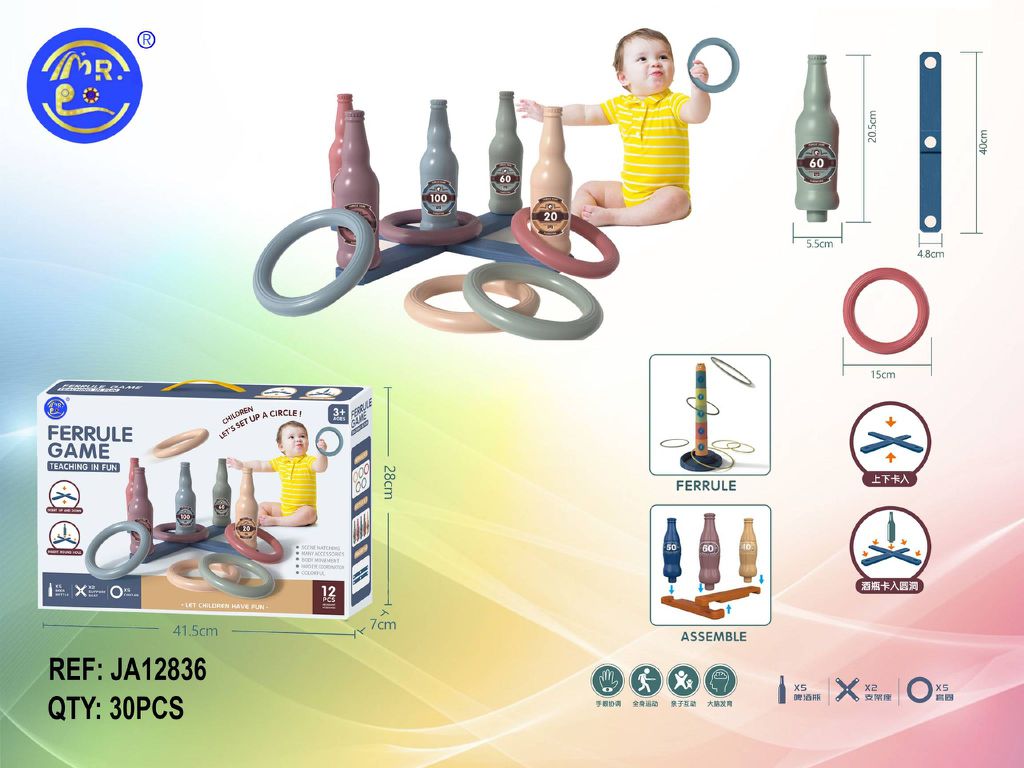 Jogo de Argolas Garrafas 12 Peças