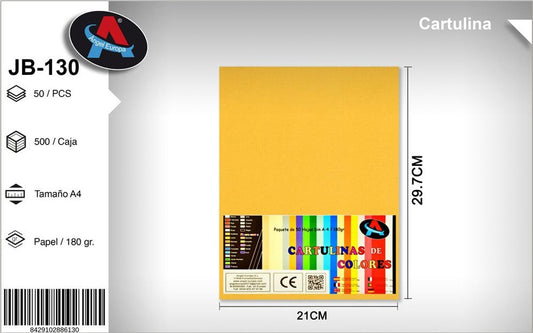 Pack 50 Cartolinas A4 Amarelo Gema