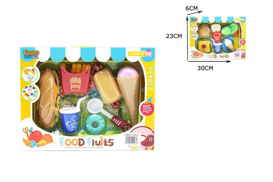 Conjunto Food Fruits com Pão e Gelado 30 x 23 Cm