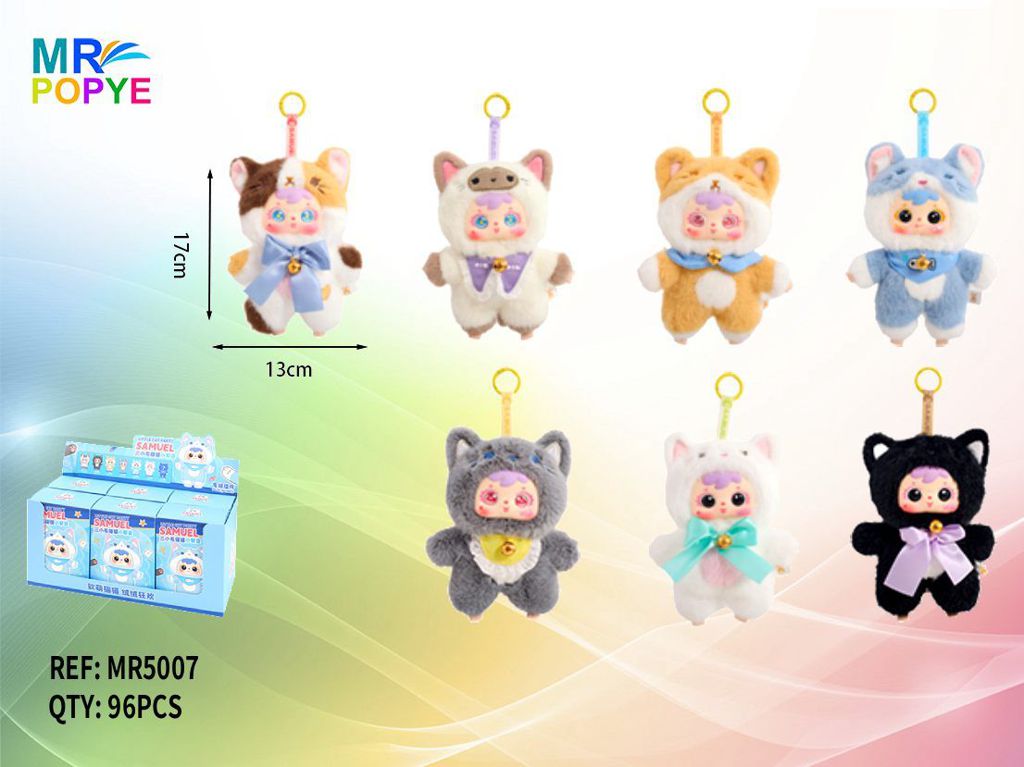 Peluche Porta-Chaves Caixa Surpresa Festa de Gatos