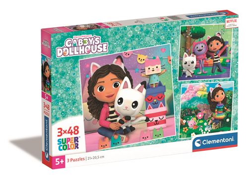 Jogo Clementoni puzzle 3x48 Casa bonecas da Gabby
