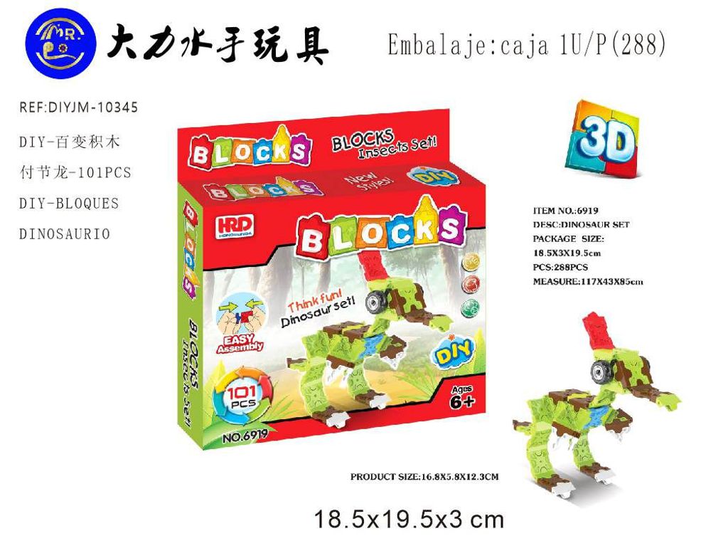 Blocos DIY 3D Dinossauro 101 Peças
