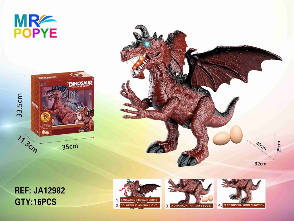 Dinossauro de Um Corno que Põe Ovos com Luz e Música (Modelo 1)