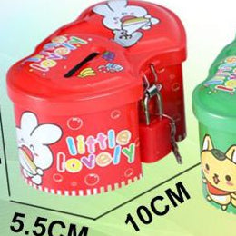 Mealheiro de Metal Little Lovely com Cadeado - Vermelho