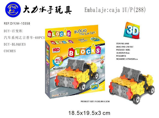 Blocos DIY 3D Jipe 60 Peças