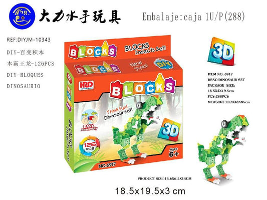 Blocos DIY 3D Dinossauro 126 Peças