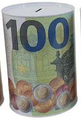 Mealheiro de Metal Notas de Euro 15 x 22 cm - Nota de 100 €
