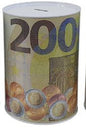 Mealheiro de Metal Notas de Euro 15 x 22 cm - Nota de 200 €