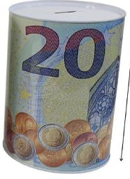 Mealheiro de Metal Notas de Euro 15 x 22 cm - Nota de 20 €