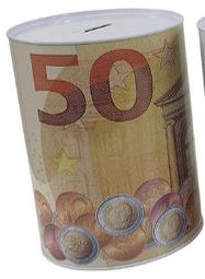 Mealheiro de Metal Notas de Euro 15 x 22 cm - Nota de 50 €