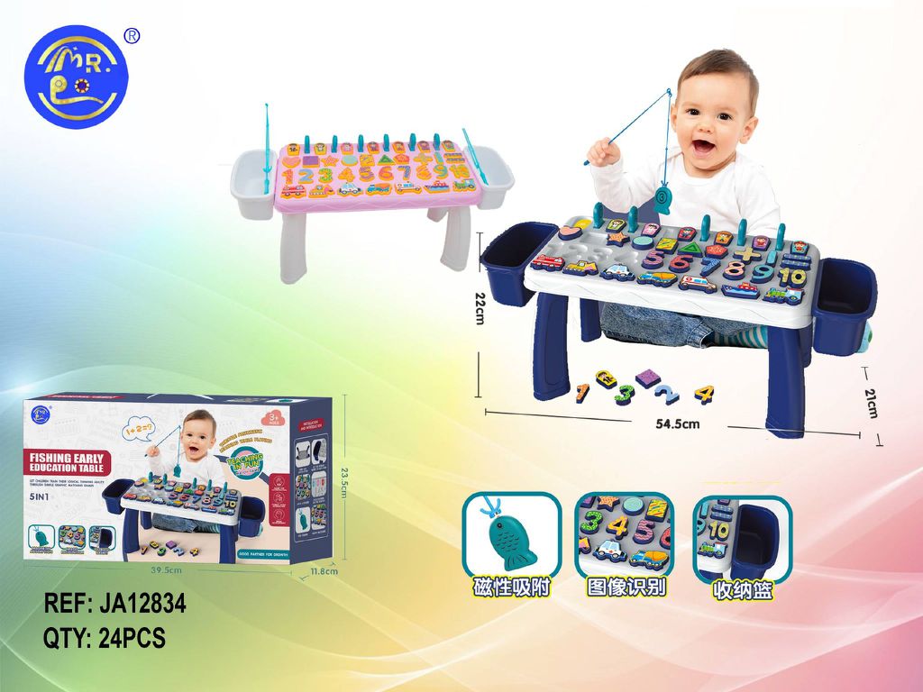 Mesa de Atividades com Jogo de Pesca Magnético