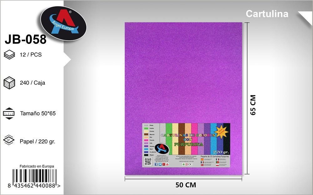 Pack 12 Cartolinas com Purpurina 50 x 65 Cm Violeta