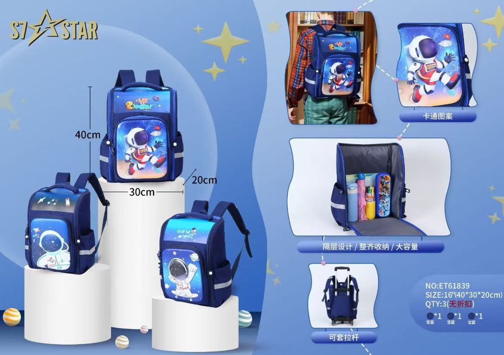Mochila Escolar Infantil Espaço