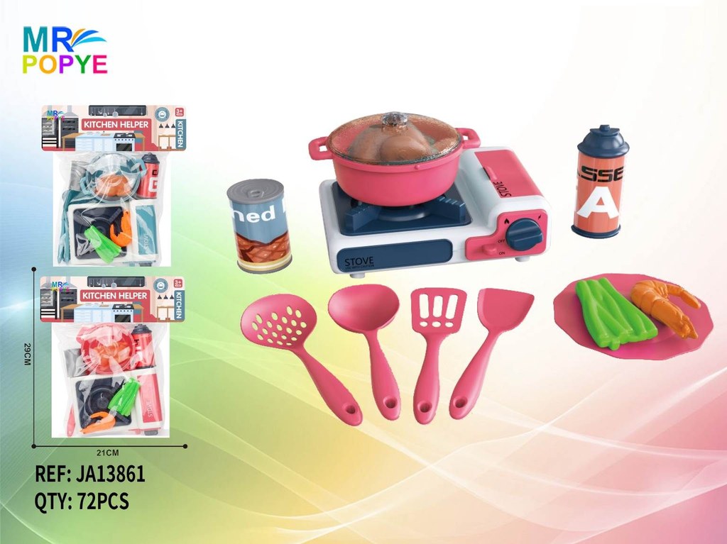Conjunto de Cozinha com Fogão e Panelas