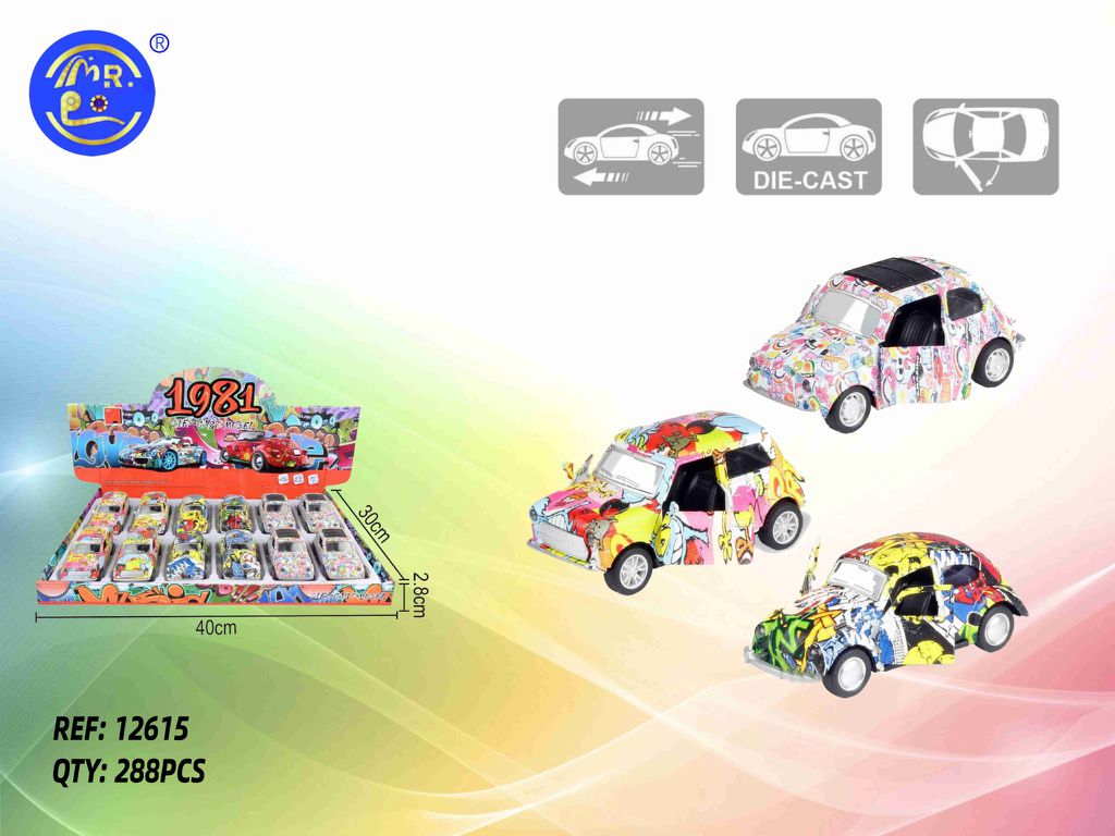 Carro de Metal Fiat 500 com Luz e Som e Grafitis