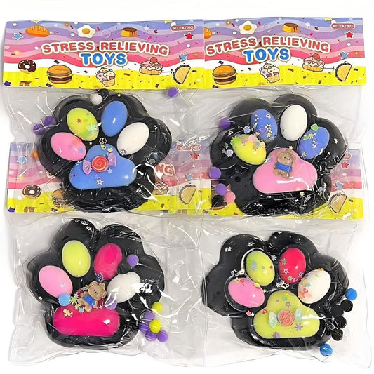 Squishy Pata de Gato Preta com Bolinhas Coloridas