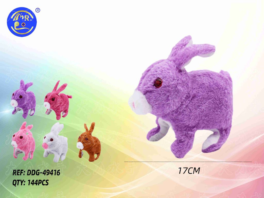 Coelho de Peluche de Pelo Liso com Música
