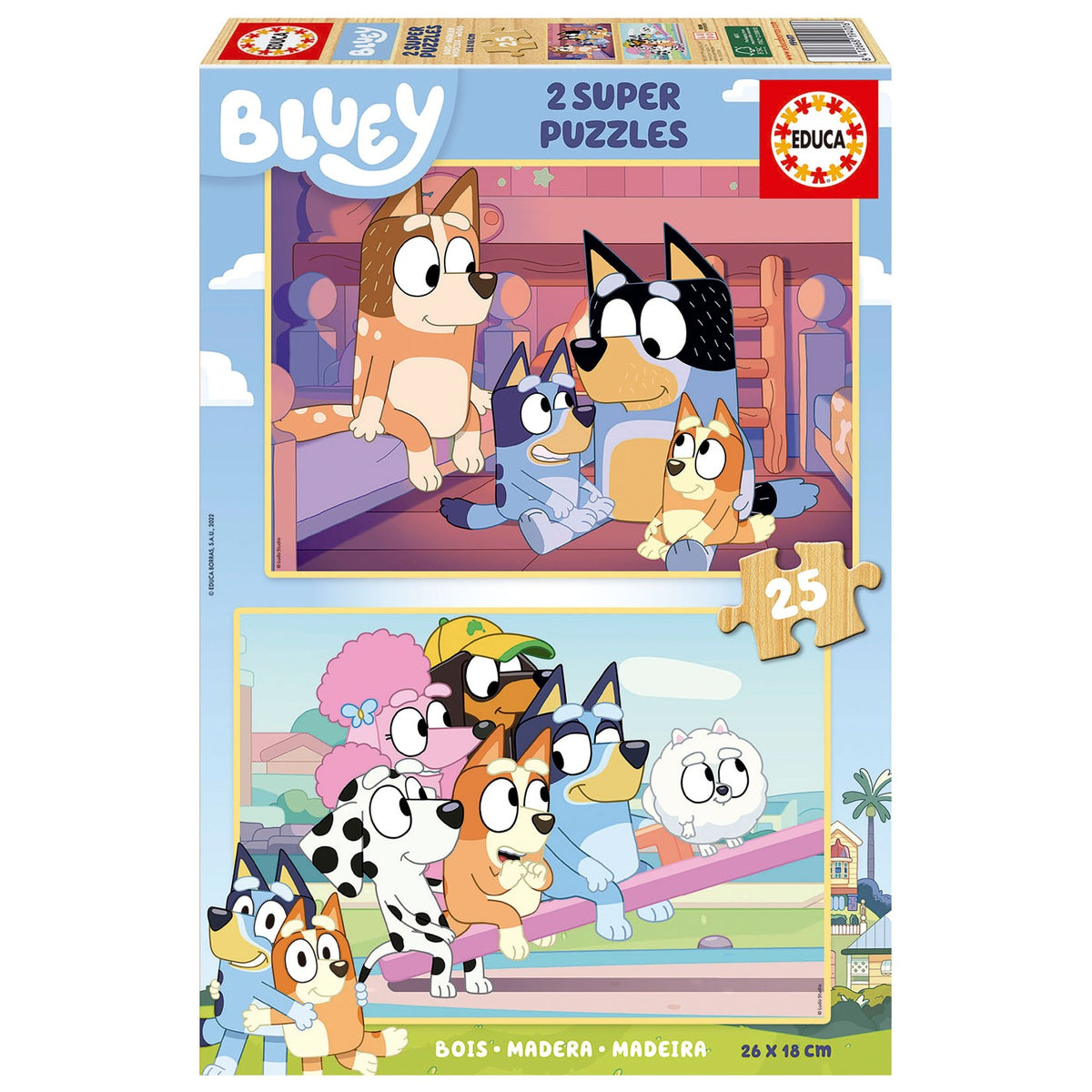 Puzzle Educa Bluey Madeira 2x25 pçs