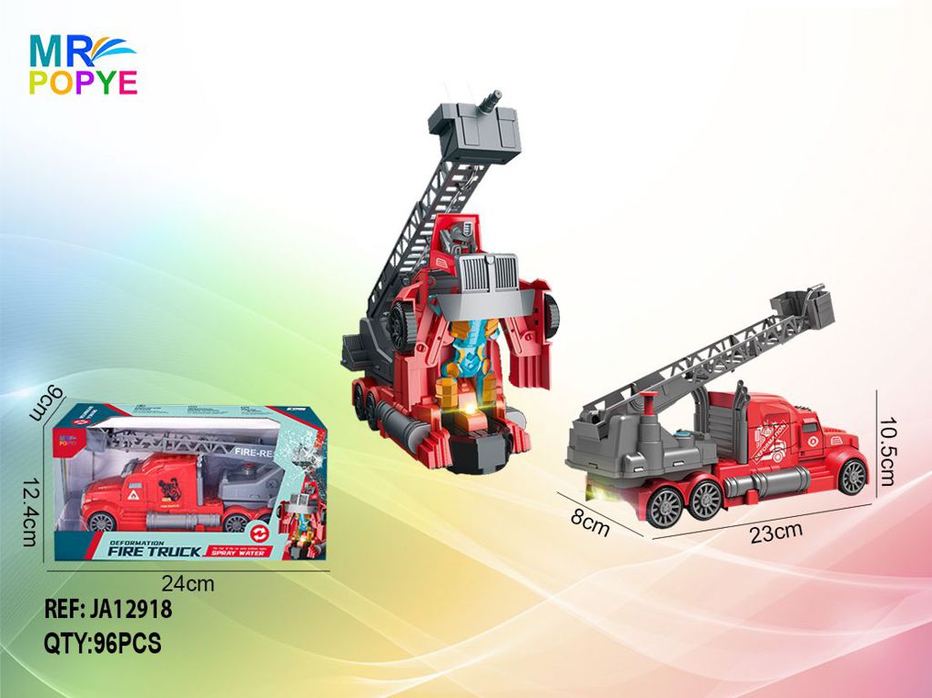 Robô Transformável em Camião de Bombeiros 23 Cm - Caixa Vermelha