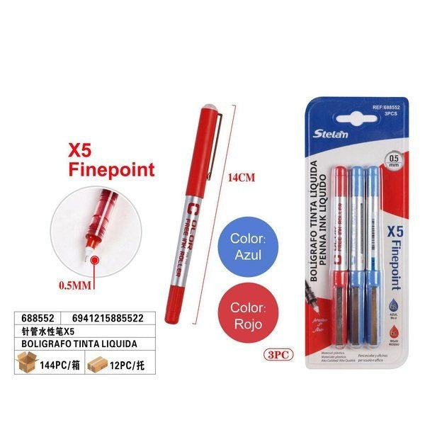 Caneta Tinta Líquida 0.5 mm (3 unidades)