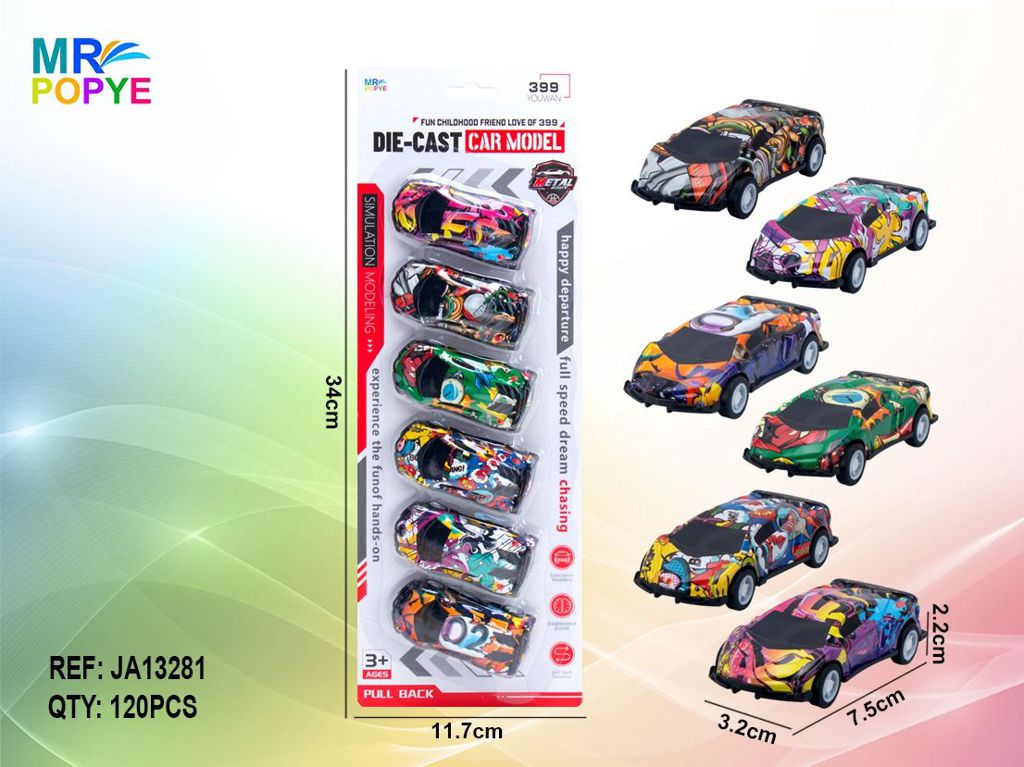Carros de Metal de Recuo 6 Modelos (Modelo 1)