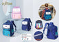 Mochila Escolar Infantil Verde, Roxo e Azul Real