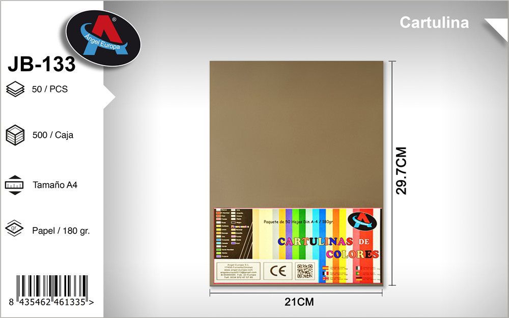 Pack 50 Cartolinas A4 Castanho Claro