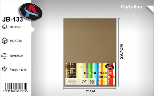 Pack 50 Cartolinas A4 Castanho Claro