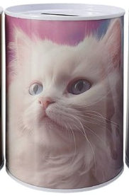 Mealheiro de Metal Animais 7,5 x 10 cm - Gato Branco