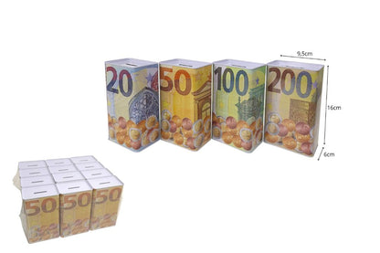 Mealheiro de Metal Retangular Notas de Euro 9 x 6 x 17 cm