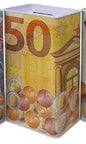 Mealheiro de Metal Retangular Notas de Euro 9 x 6 x 17 cm - Nota de 50 €