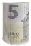 Mealheiro de Metal Notas de Euro 7,5 x 10,5 cm - Nota de 5 €