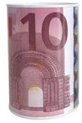Mealheiro de Metal Notas de Euro 8 x 13 cm - Nota de 10 €