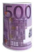 Mealheiro de Metal Notas de Euro 8 x 13 cm - Nota de 500 €