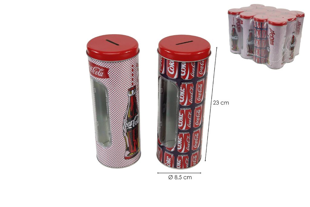Mealheiro Lata de Metal Tema Coca-Cola 8,5 x 23 cm