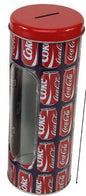 Mealheiro Lata de Metal Tema Coca-Cola 8,5 x 23 cm - Vermelho