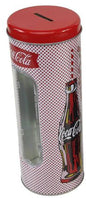 Mealheiro Lata de Metal Tema Coca-Cola 8,5 x 23 cm - Branco com Garrafa
