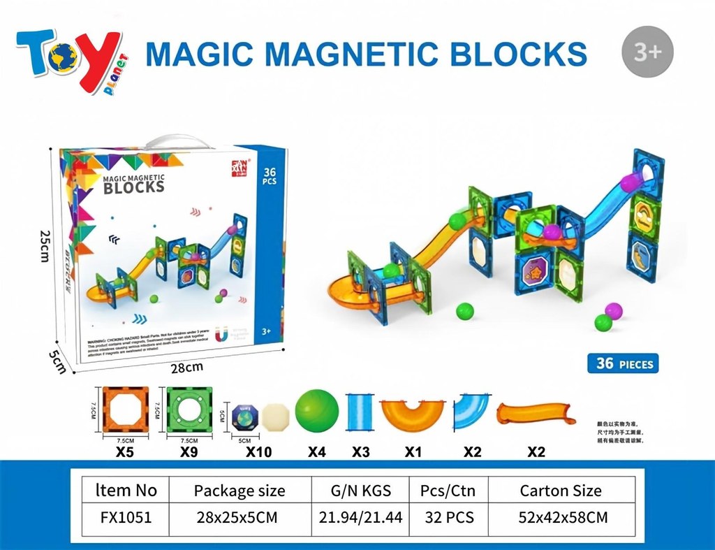 Blocos Magnéticos Mágicos 36 Peças