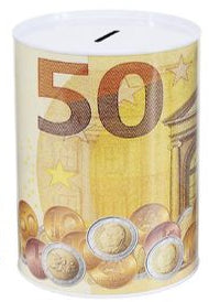 Mealheiro de Metal Notas de Euro 12 x 16 cm - Nota de 50 €