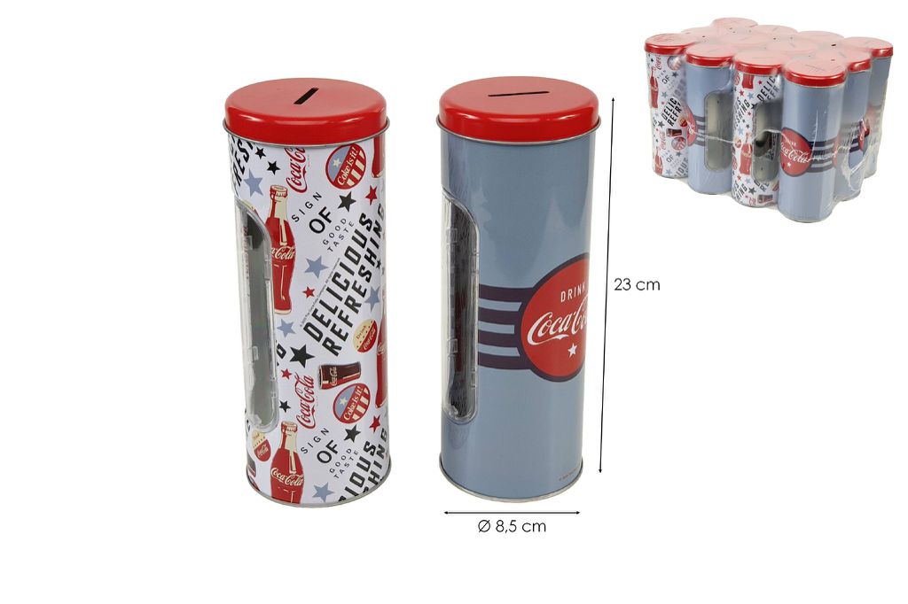 Mealheiro Lata de Metal Tema Coca-Cola 8,5 x 23 cm