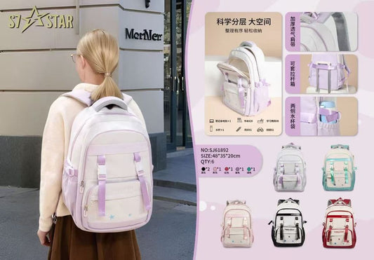 Mochila Casual Preta, Vermelha, Rosa, Verde e Roxa