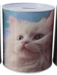 Mealheiro de Metal Animais 13 x 15 cm - Gato Branco