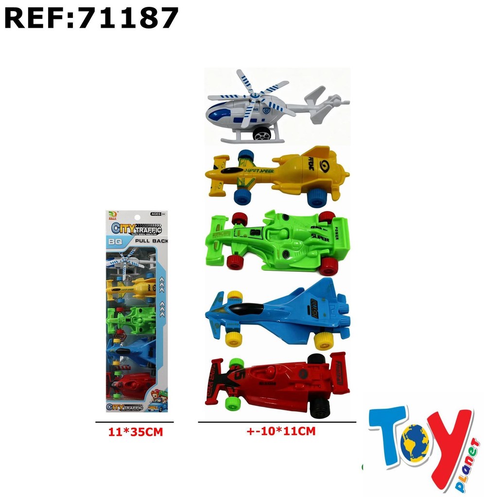 Conjunto 5 Veículos Pull Back City Traffic